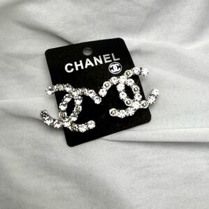 Silver & Crystal Logo Earrings Large Pendants New!